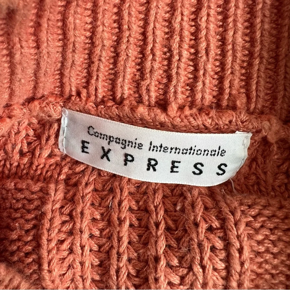 Express Women’s Orange Button-Up Knit Cardigan - Medium - Picture 3 of 10